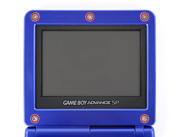 How to Reshell Your Game Boy Advance SP, Remove the screen screws: crwdns2935265:020crwdnd2935265:01crwdnd2935265:02crwdne2935265:0