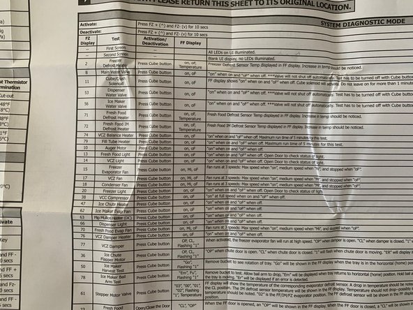 Frigidaire Refrigerator Ice Maker Manual Defrost -  MDR-22 ( FG4H2272UF), Testing - Diagnostic Mode: step 6, image 1 of 1