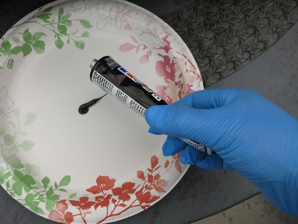Put a dab of RTV silicone on a disposable plate, or some other clean, non-essential surface.