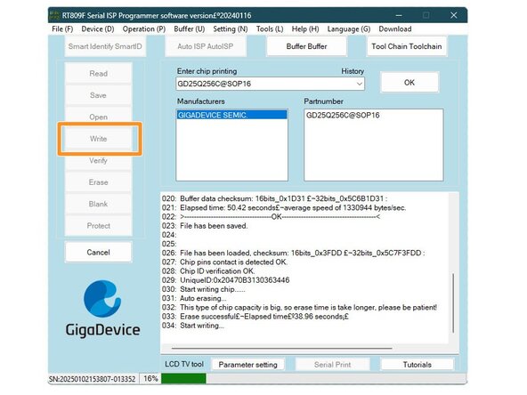Dell latitude 7420 BIOS Admin Password Reset, Open your new BIOS binary into the programmer and write it to the chip: crwdns2935265:011crwdnd2935265:02crwdnd2935265:02crwdne2935265:0