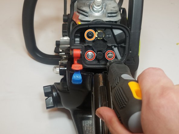 Secure the air filter housing with the (2) 5/16&quot; nuts