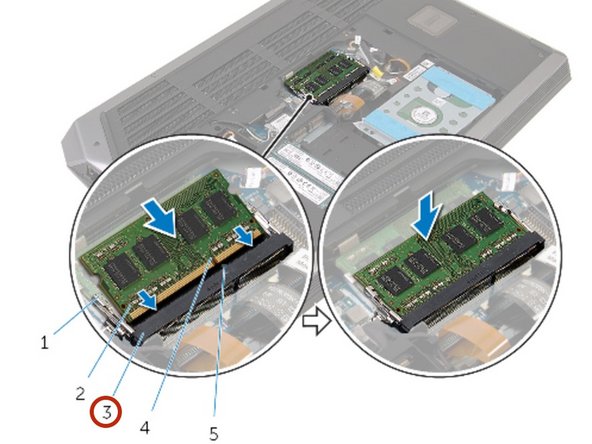 Alienware 17 R2 Memory Modules Replacement, Installing Memory Module: step 4, image 2 of 2