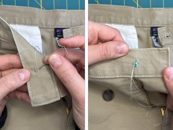 Sew a Button onto Heavy Fabric, Attach the button: crwdns2935265:04crwdnd2935265:02crwdnd2935265:03crwdne2935265:0