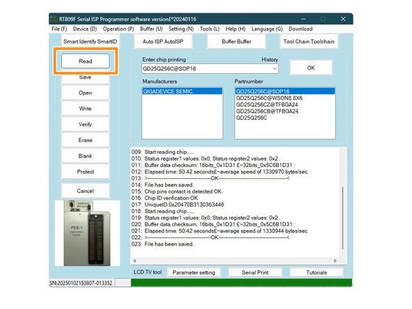 Dell latitude 7420 BIOS Admin Password Reset, Read and backup the BIOS chip: crwdns2935265:07crwdnd2935265:01crwdnd2935265:01crwdne2935265:0