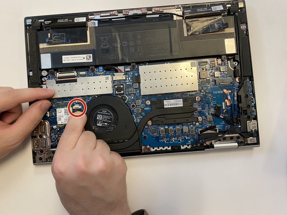 HP EliteBook x360 830 G7 Fan Replacement, Display panel cable: step 6, image 1 of 1