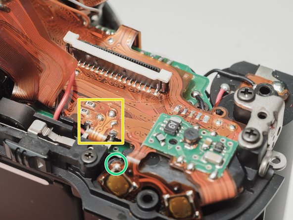Pentax MZ-S Mirror Drive Lever Replacement, Desolder connections to top flex circuit: step 20, image 2 of 2