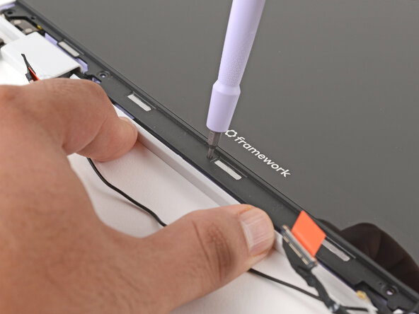 Framework Laptop 12 Webcam Cable Replacement, Slide the display down: 38 단계, 이미지 2개 중 2개