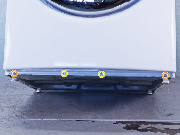 Whirlpool WED87HED Dryer Hi-Limit Thermostat/Inlet Thermistor Testing and Replacement, Unfasten the front panel: crwdns2935265:010crwdnd2935265:02crwdnd2935265:02crwdne2935265:0