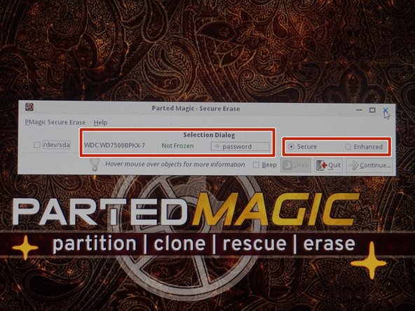 Diagnosing and Erasing Hard Drives, Parted Magic - Erasing hard drives: crwdns2935265:07crwdnd2935265:02crwdnd2935265:03crwdne2935265:0