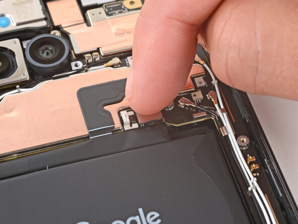 Google Pixel 9a Logic Board Replacement, Connect the battery press connector: passo 54, immagine 2 di 2