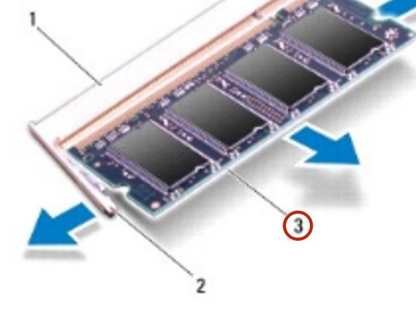 Dell Alienware M18x Memory Modules Replacement, Sliding the Memory Module: crwdns2935265:03crwdnd2935265:01crwdnd2935265:01crwdne2935265:0