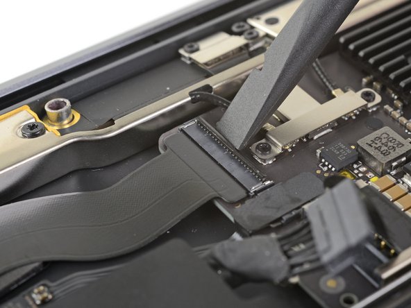 MacBook Air 13” Retina Display Late 2018 Upper Case Replacement, Disconnect the audio board cable: step 42, image 2 of 3