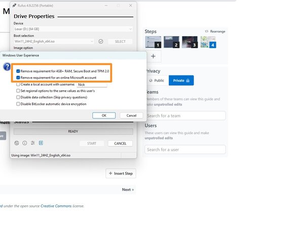 Windows 10/11 - USB Installation Media Creation (Rufus), Writing the ISO file: crwdns2935265:05crwdnd2935265:02crwdnd2935265:03crwdne2935265:0