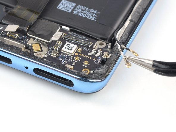 OnePlus 9 5G Screen Replacement, Disconnect the white coaxial cable: step 28, image 3 of 3