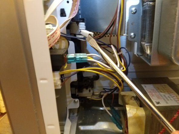 Sharp Microwave Door Switch Replacement, Microwave with the cover open: step 4, image 3 of 3