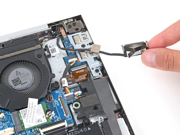 HP EliteBook 845 G7 Display Panel Replacement, De‑route the fan cables: crwdns2935265:011crwdnd2935265:02crwdnd2935265:03crwdne2935265:0