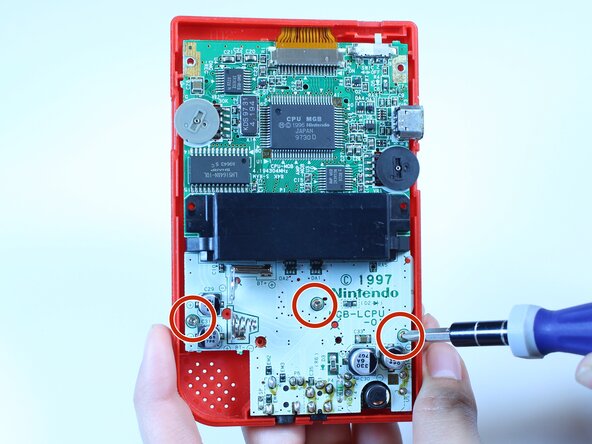 Game Boy Pocket LCD Screen Replacement, Remove the motherboard screws: adım 3, 1 resimden 1.