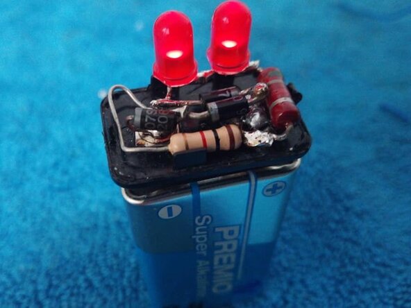 9V batterijtester met 2 rode LED's - zelfgemaakt ontwerp., 9V batterijtester met 2 rode LED's - zelfgemaakt ontwerp.: stap 1, afbeelding 2 van 3