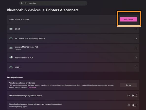 (Windows) Installing a HP LaserJet Printer using the HP UPD, Windows 11 24H2+ - accessing manual setup (Control panel): crwdns2935265:07crwdnd2935265:02crwdnd2935265:03crwdne2935265:0