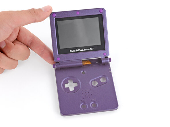How to Reshell Your Game Boy Advance SP, Fully open your Game Boy: crwdns2935265:045crwdnd2935265:02crwdnd2935265:02crwdne2935265:0