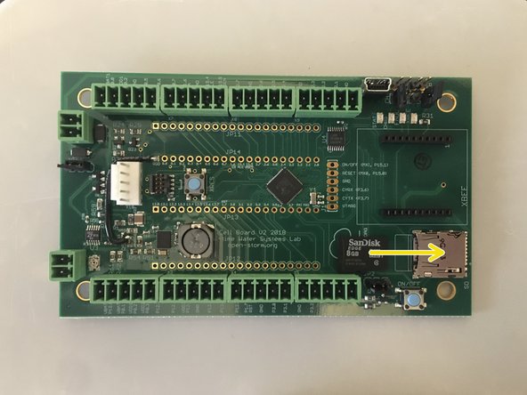 Depth Sensor Node Enclosure Assembly, Connecting Jumpers, SD card, and Modem on Sensor Node Board: step 16, image 2 of 3