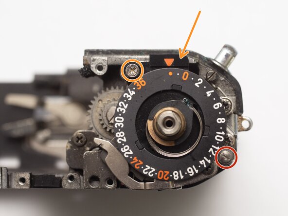 Pentax Super Program Film Advance Mechanism Disassembly, Remove frame counter assembly: step 18, image 1 of 3