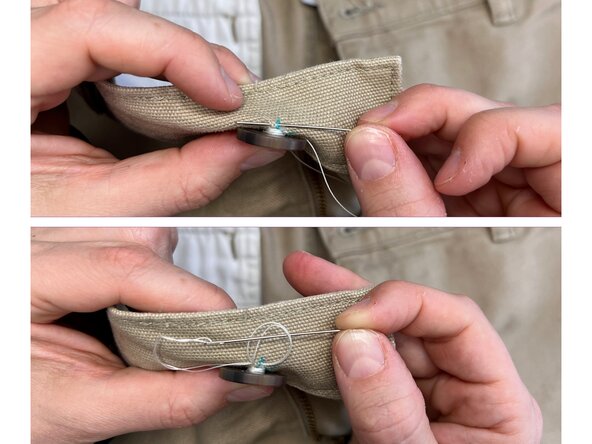 Sew a Button onto Heavy Fabric, Tie off the thread: crwdns2935265:011crwdnd2935265:02crwdnd2935265:03crwdne2935265:0