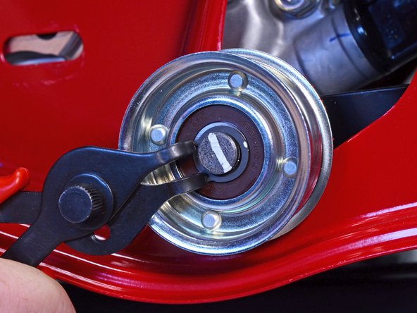 Honda Rear Tine Tiller FRC800K1A P.T.O. Change Fork Replacement, Remove the tensioner pulley: step 15, image 2 of 3