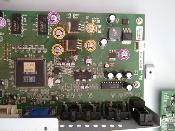 Replace defective against screen flickering with Hyundai W241D, Replacing the capacitors: crwdns2935265:05crwdnd2935265:03crwdnd2935265:03crwdne2935265:0