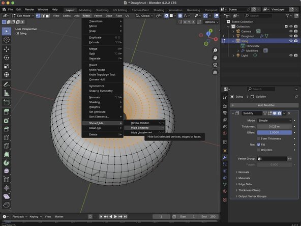 Basic Modeling, Hiding Sections of Mesh: crwdns2935265:014crwdnd2935265:02crwdnd2935265:03crwdne2935265:0