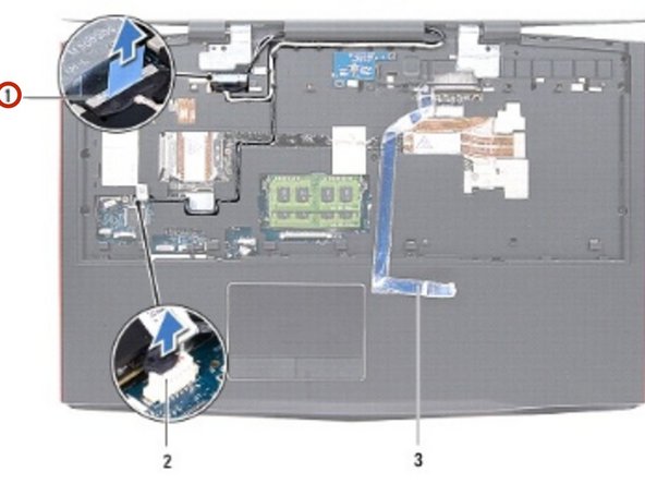 Dell Alienware M18x Display Assembly Replacement, Disconnecting the LED-Logo Board Cable: crwdns2935265:03crwdnd2935265:02crwdnd2935265:02crwdne2935265:0