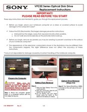 VPCEE Series Optical Disk Drive Replacement Instructions