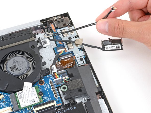 HP EliteBook 845 G7 Display Panel Replacement, De‑route the fan cables: crwdns2935265:011crwdnd2935265:03crwdnd2935265:03crwdne2935265:0