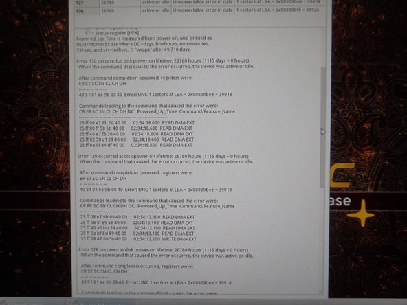 Diagnosing and Erasing Hard Drives, Parted Magic - Error log check: crwdns2935265:06crwdnd2935265:02crwdnd2935265:03crwdne2935265:0