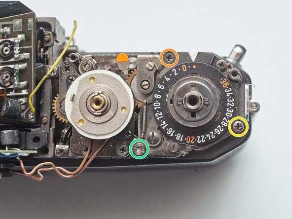 Pentax MX Frame Counter Disassembly, Remove frame counter assembly: step 5, image 2 of 3