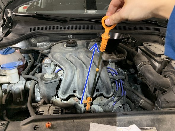 2011-2018 VW Jetta Oil & Filter Replacement, Clean Oil Dipstick: step 15, image 3 of 3