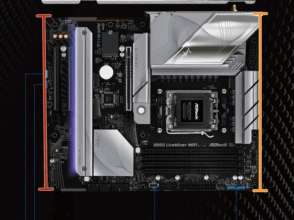 ASRock B850 Labels, Top-Down: crwdns2935265:01crwdnd2935265:01crwdnd2935265:01crwdne2935265:0