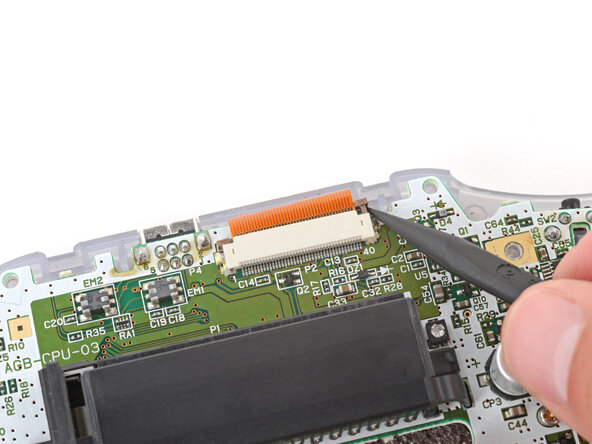 Game Boy Advance Speaker Replacement, Disconnect the screen cable: crwdns2935265:09crwdnd2935265:02crwdnd2935265:03crwdne2935265:0