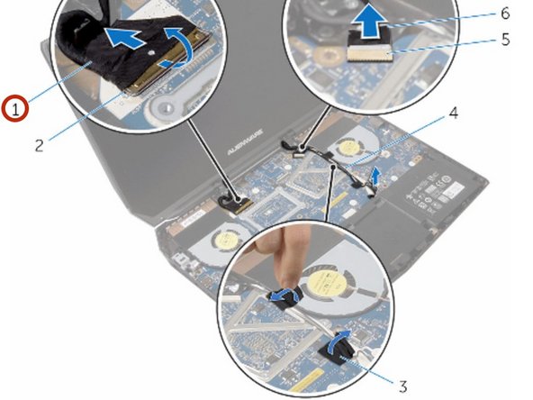 Dell Alienware 13 R2 Display Panel Replacement, Disconnect the Display Cable: crwdns2935265:046crwdnd2935265:02crwdnd2935265:02crwdne2935265:0