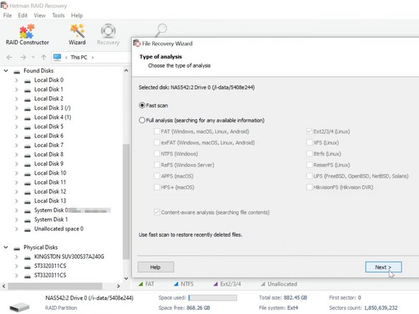 How to recover accidentally removed data from NAS, Start a scan: step 4, image 2 of 3