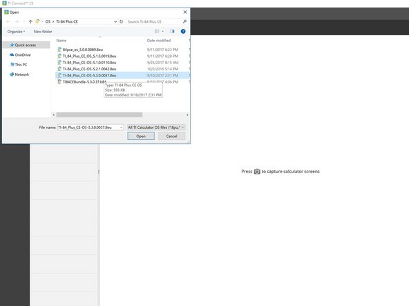 TI-84 Plus CE Recovery Techniques., Re-install the OS (Part 3: Sending the OS): crwdns2935265:06crwdnd2935265:02crwdnd2935265:03crwdne2935265:0