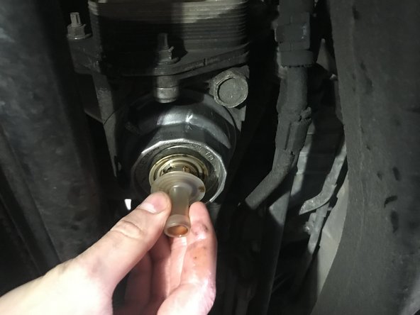 When draining has stopped, remove drain tool by firmly pulling down.