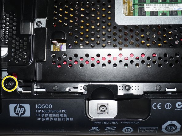Full method - HP Touchsmart IQ506 CMOS Battery Replacement, Remove the I/O panel screws: crwdns2935265:07crwdnd2935265:03crwdnd2935265:03crwdne2935265:0