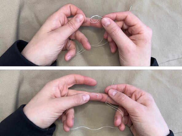 Sew a Button onto Heavy Fabric, Prepare the needle and thread: crwdns2935265:02crwdnd2935265:02crwdnd2935265:03crwdne2935265:0