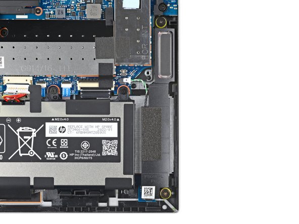 HP EliteBook 845 G9 Left Speaker Replacement, Remove the speaker screws: crwdns2935265:09crwdnd2935265:02crwdnd2935265:02crwdne2935265:0