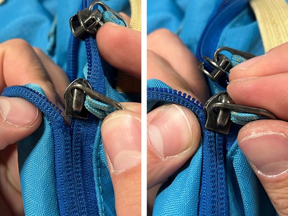 Advanced No-Sew Zipper Repair Techniques, SKILL: Retracking a slider at a damaged area: crwdns2935265:011crwdnd2935265:03crwdnd2935265:03crwdne2935265:0
