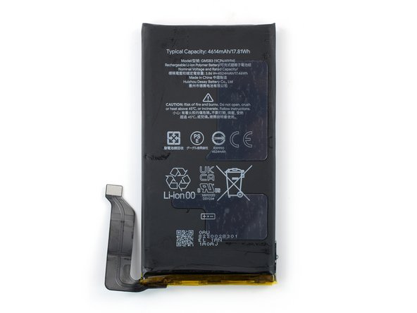 Google Pixel 6 Battery Replacement, Remove the battery: crwdns2935265:027crwdnd2935265:03crwdnd2935265:03crwdne2935265:0