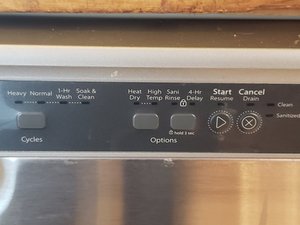 Whirlpool dishwasher deals buttons