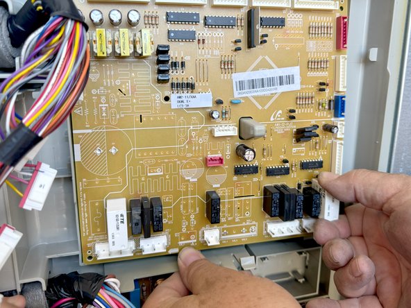 Samsung Older French Door Refrigerator Main Control Board Replacement, Release the control board from the refrigerator chassis: step 7, image 3 of 3