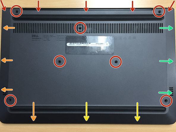 Dell Chromebook 11 CB1C13 Battery Replacement, Replace bottom cover/shell: crwdns2935265:05crwdnd2935265:03crwdnd2935265:03crwdne2935265:0